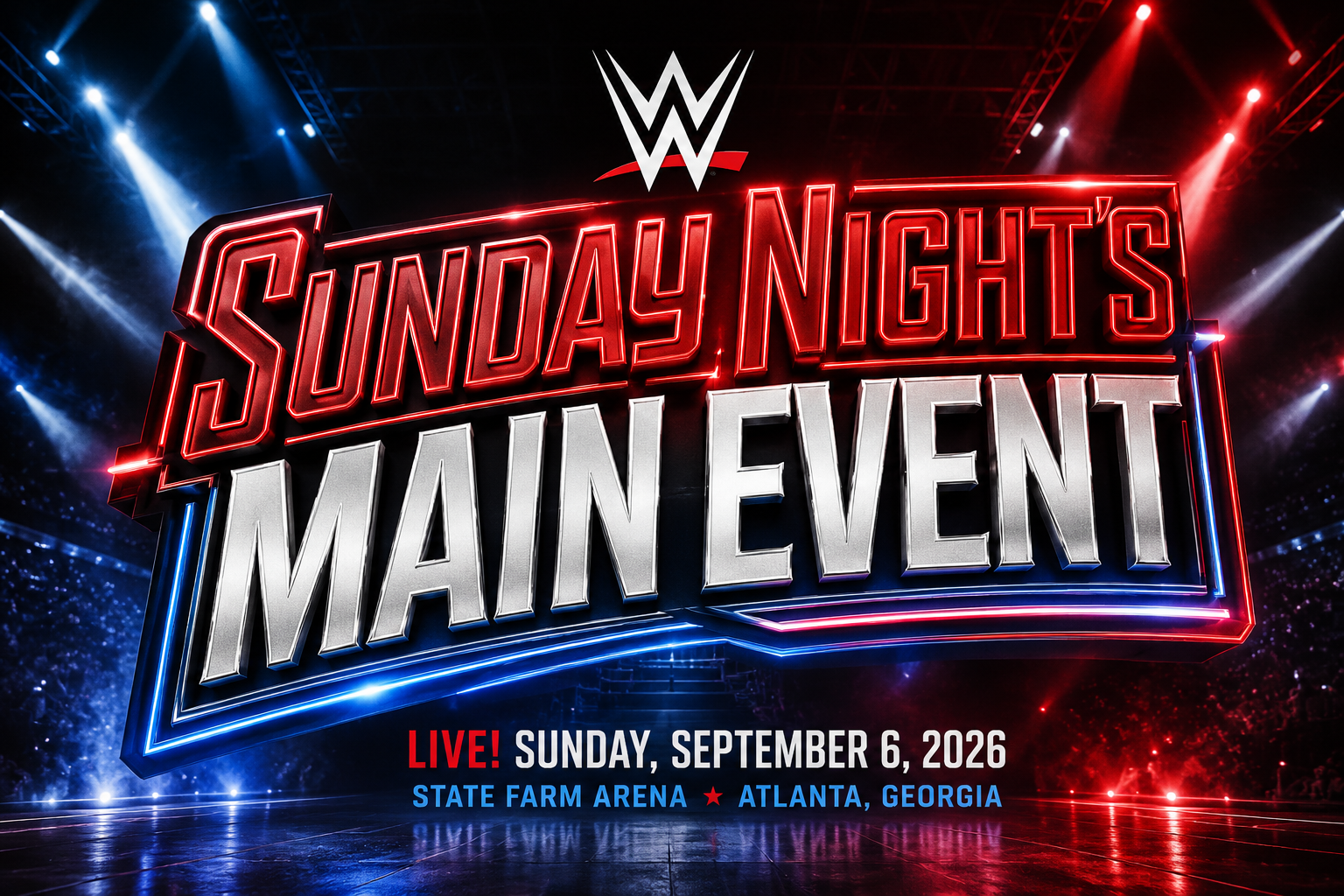 WWE Sunday Night's Main Event 2026 in Atlanta featuring Cody Rhodes and Randy Orton